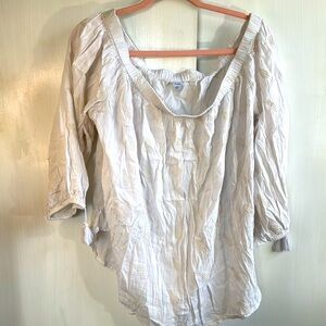 XXL White on White Embroidered Pineapple Theme Top